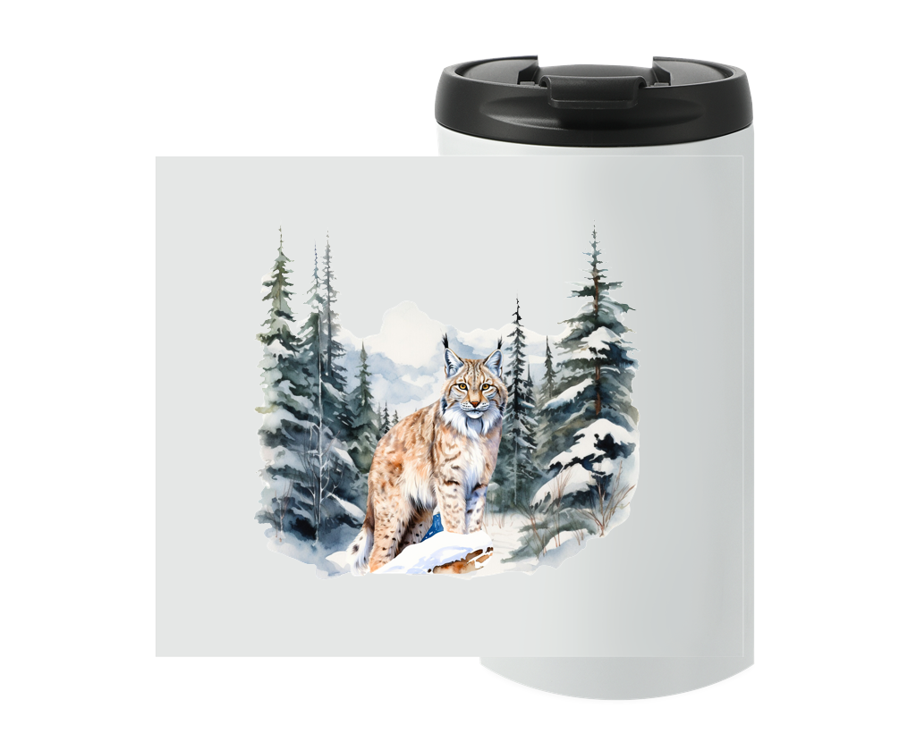Winter Lynx Forest Travel Mug