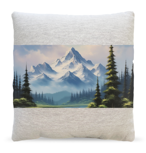 Snowy Peaks Forest Pillow
